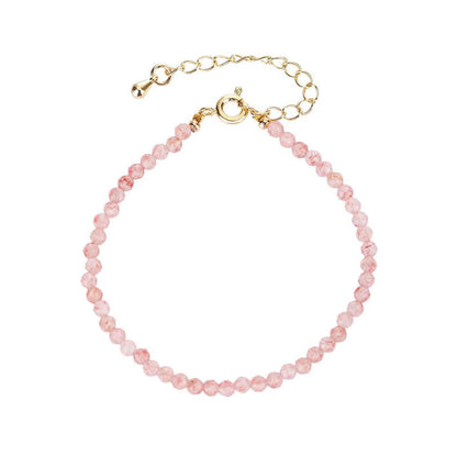Buddha Stones Strawberry Quartz Prehnite Peridot Lazurite Pink Crystal Tourmaline Healing Chain Bracelet