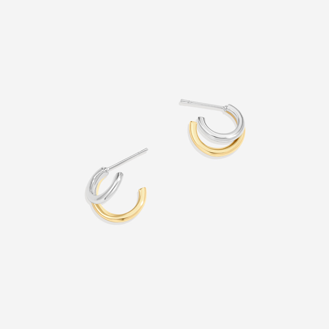 Boucles d'oreilles créoles doubles en métal mixte