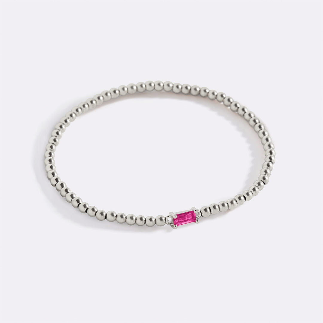 Bracelet en argent sterling avec perles et pierre de naissance