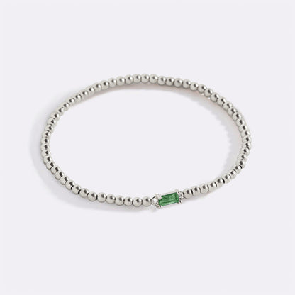 Bracelet en argent sterling avec perles et pierre de naissance
