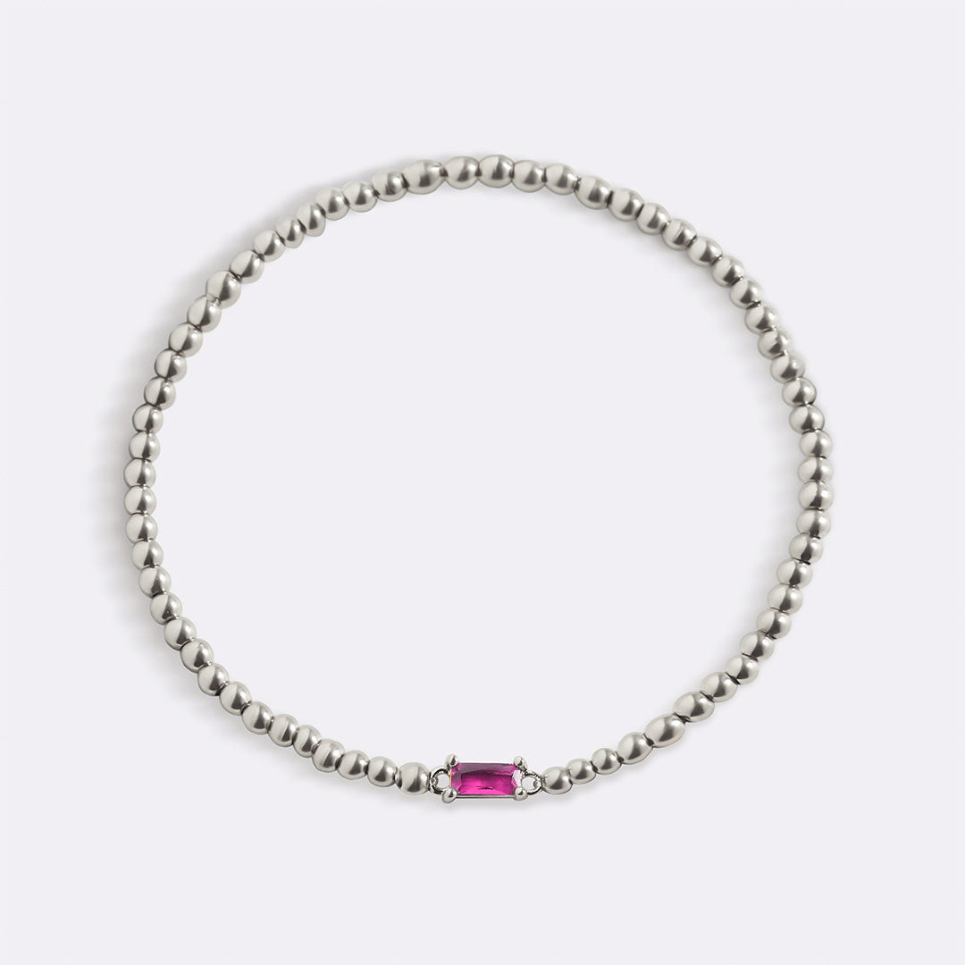 Bracelet en argent sterling avec perles et pierre de naissance