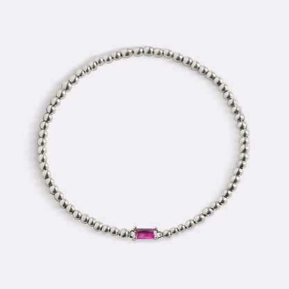 Bracelet en argent sterling avec perles et pierre de naissance
