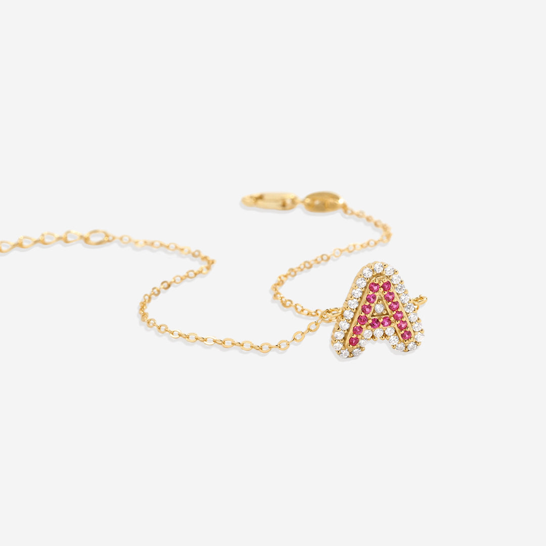 Pink Pave Initial Bracelet