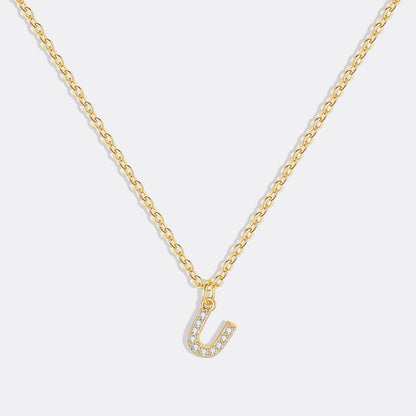 Gold Vermeil Pavé Uppercase Initial Necklace