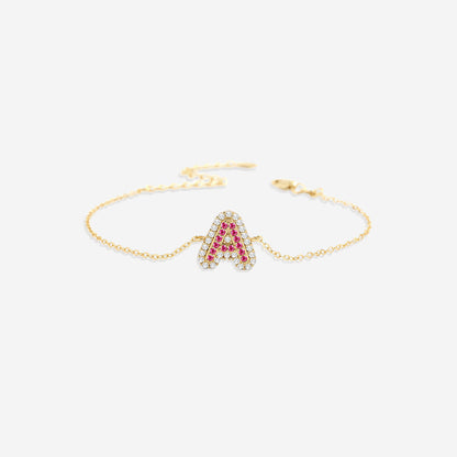 Pink Pave Initial Bracelet