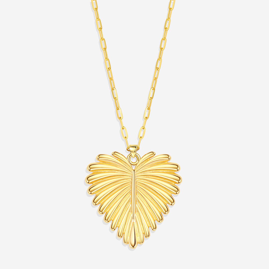 Collier avec pendentif palmier en forme de cœur