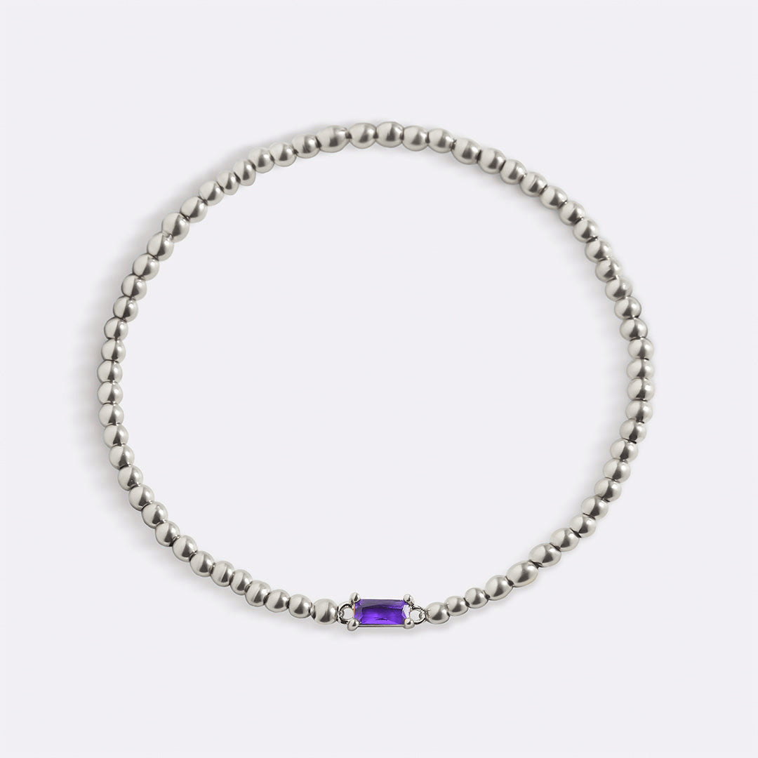 Bracelet en argent sterling avec perles et pierre de naissance