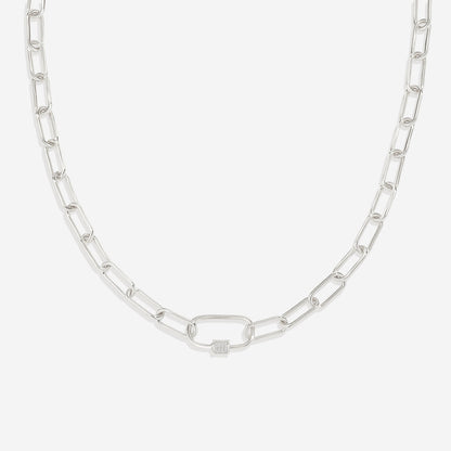 Collier à maillons avec fermoir mousqueton pavé
