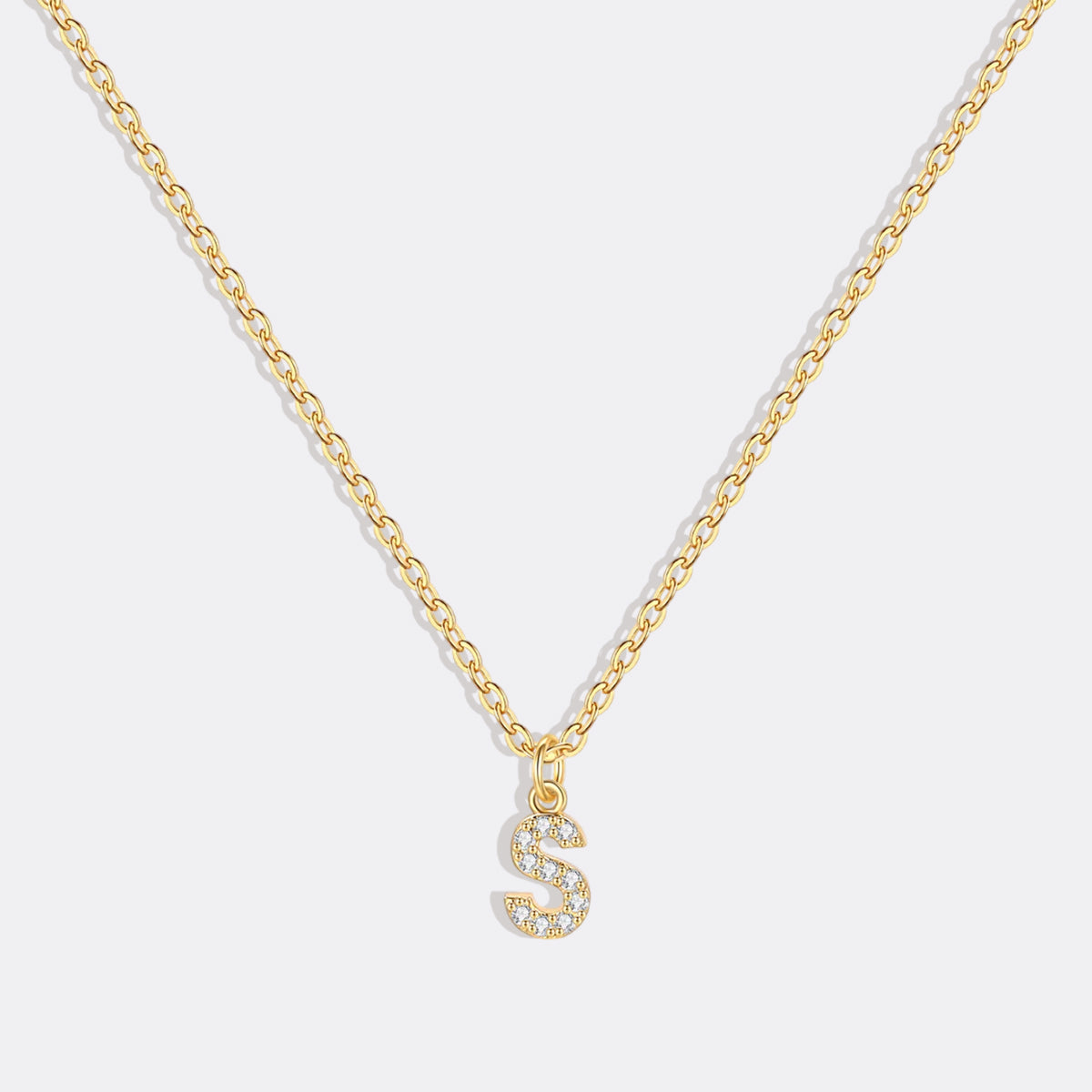 Gold Vermeil Pavé Uppercase Initial Necklace