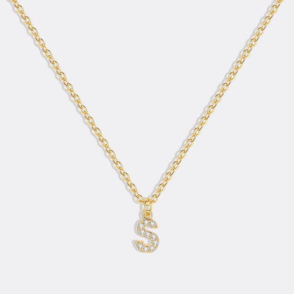 Gold Vermeil Pavé Uppercase Initial Necklace