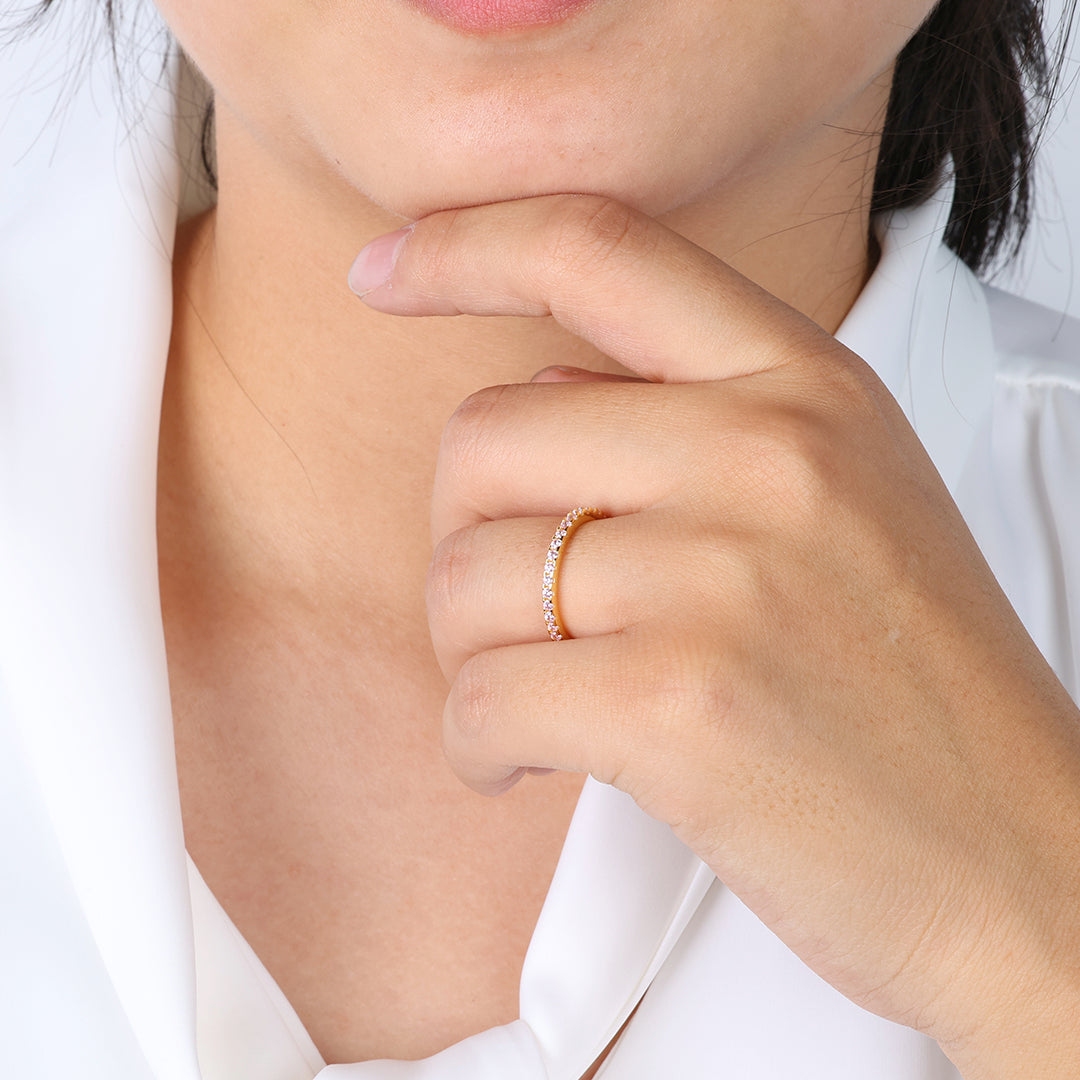 Bague d'éternité empilable avec pierre de naissance