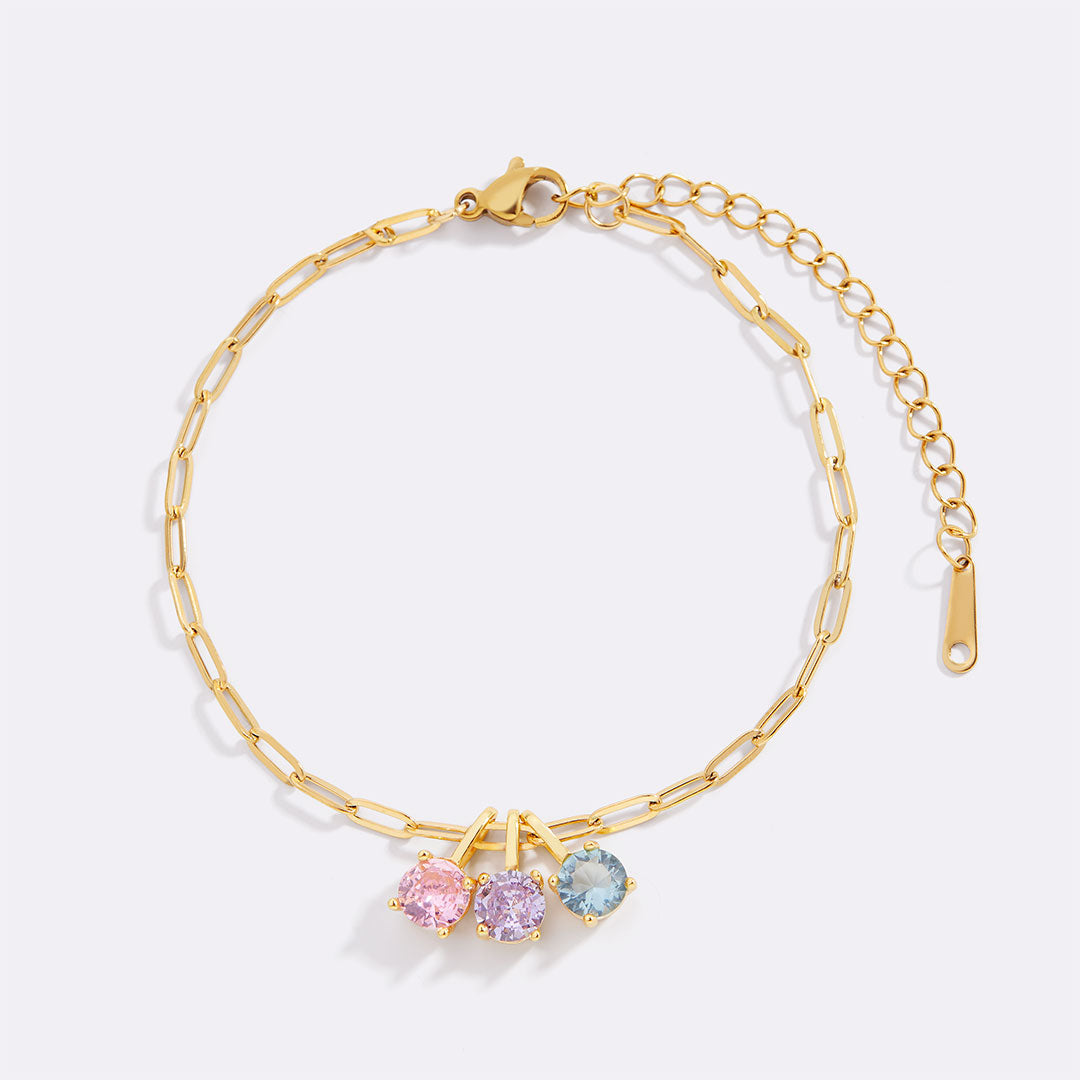 Bracelet avec pierre de naissance taille ronde