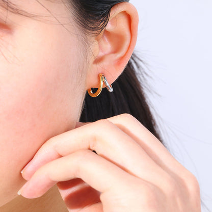 Boucles d'oreilles créoles doubles en métal mixte