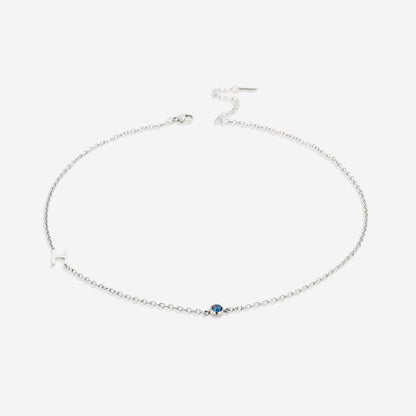 Initial Necklace with Birthstone Accent