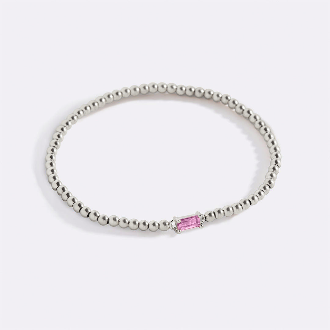 Bracelet en argent sterling avec perles et pierre de naissance