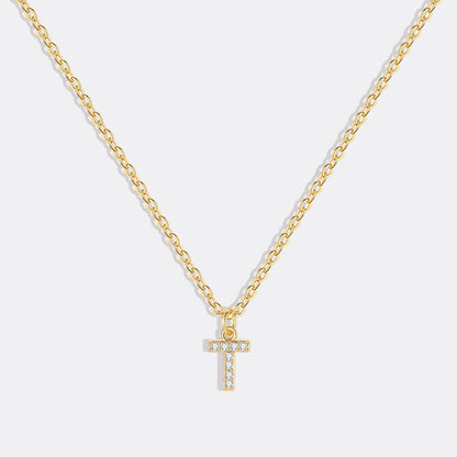Gold Vermeil Pavé Uppercase Initial Necklace