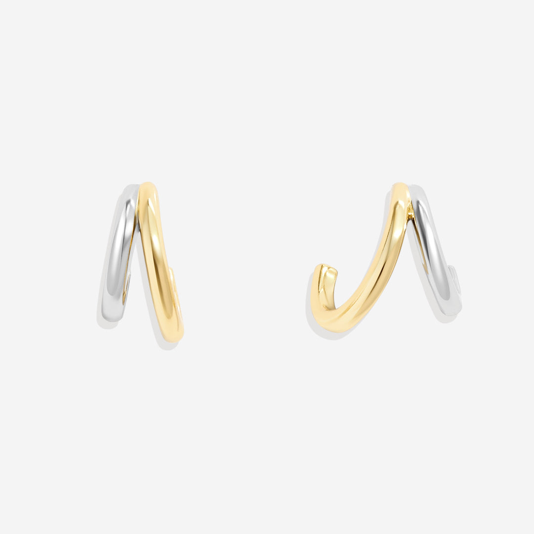 Boucles d'oreilles créoles doubles en métal mixte