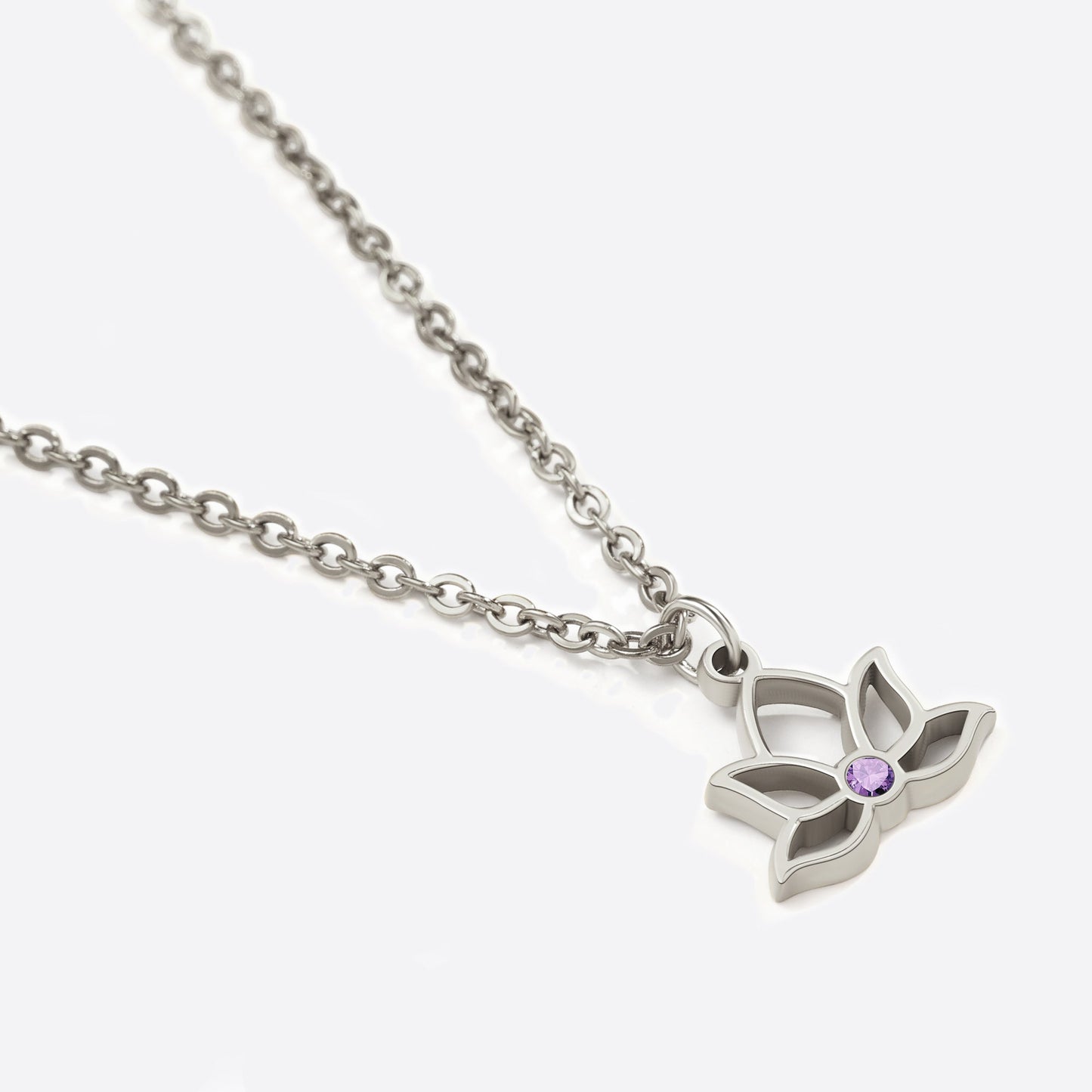 Collier avec pendentif mini lotus et pierre de naissance