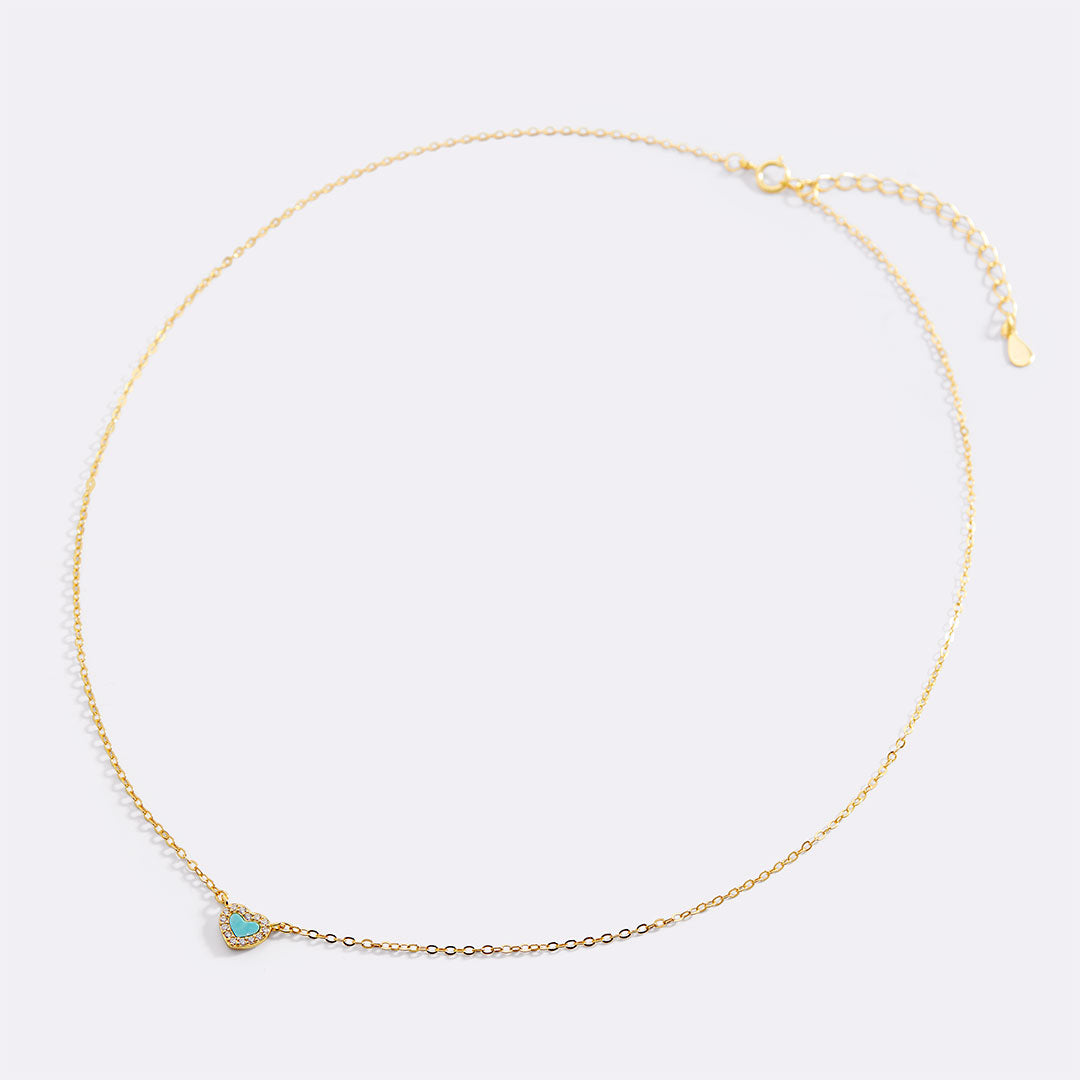 Petit tour de cou en forme de cœur turquoise
