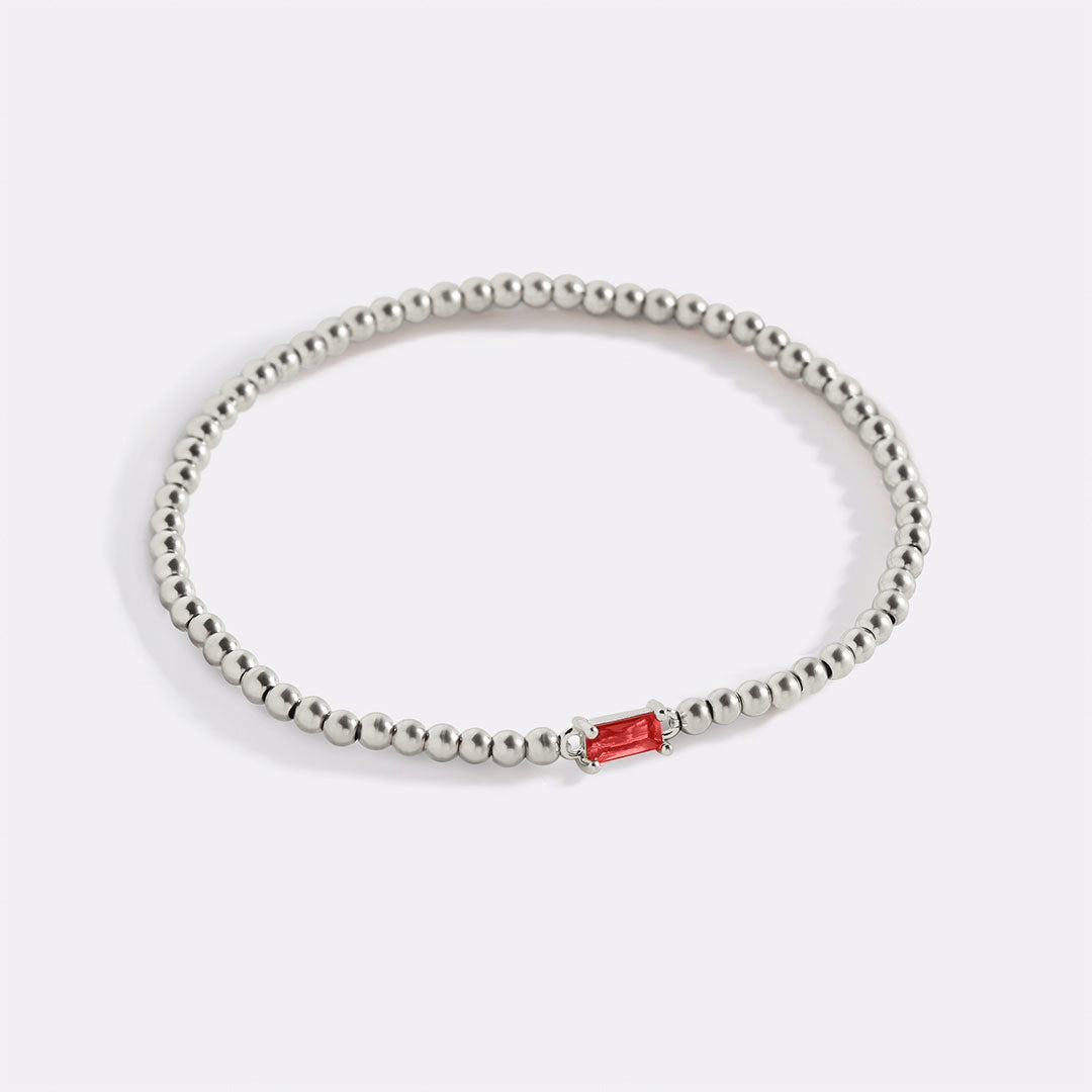 Bracelet en argent sterling avec perles et pierre de naissance