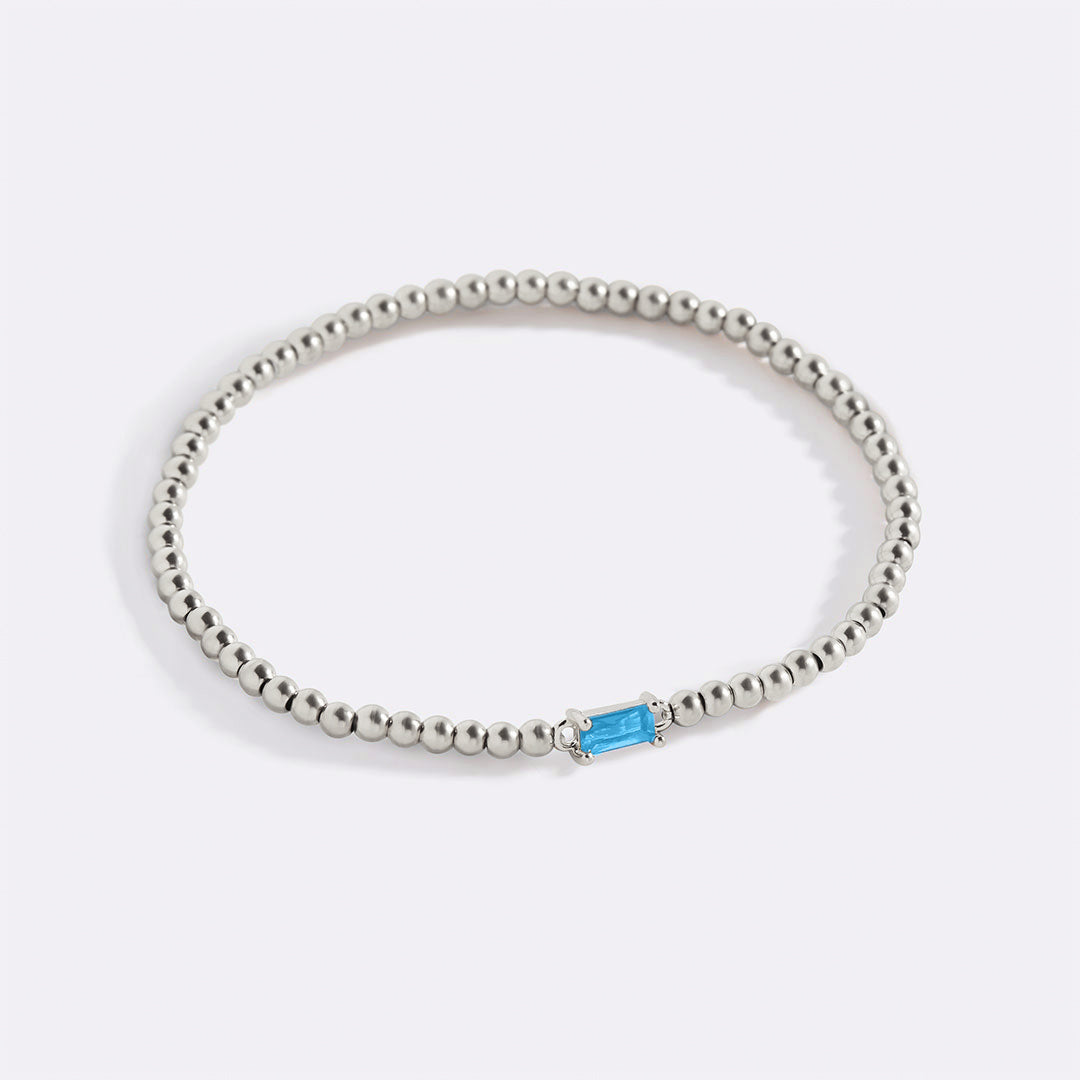 Bracelet en argent sterling avec perles et pierre de naissance