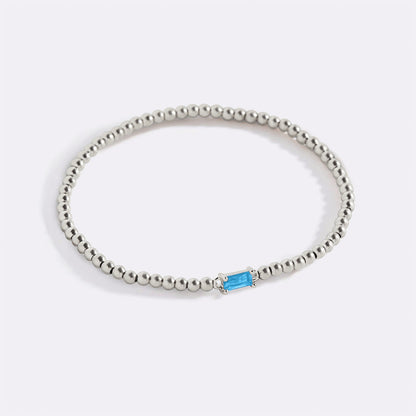 Bracelet en argent sterling avec perles et pierre de naissance