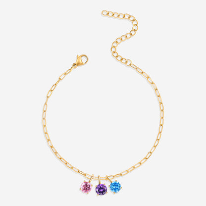 Bracelet avec pierre de naissance taille ronde