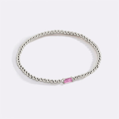 Bracelet en argent sterling avec perles et pierre de naissance