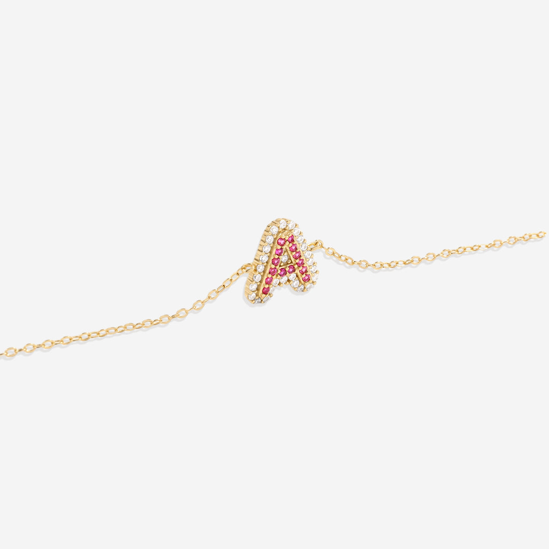 Pink Pave Initial Bracelet
