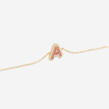 Pink Pave Initial Bracelet