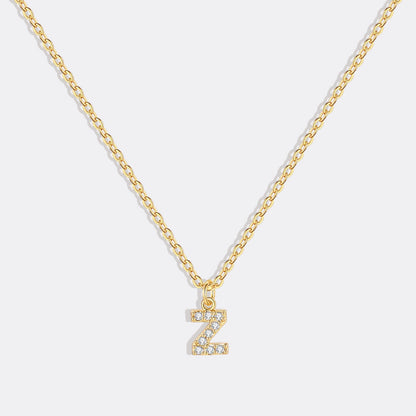 Gold Vermeil Pavé Uppercase Initial Necklace