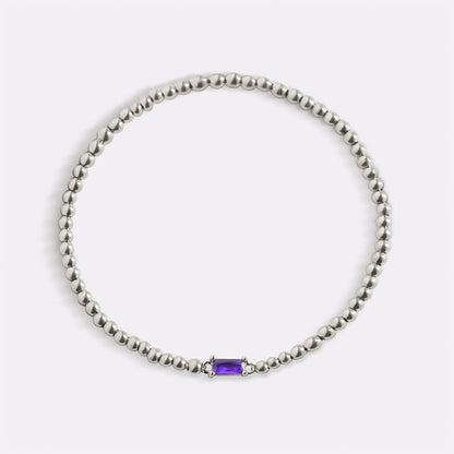 Bracelet en argent sterling avec perles et pierre de naissance