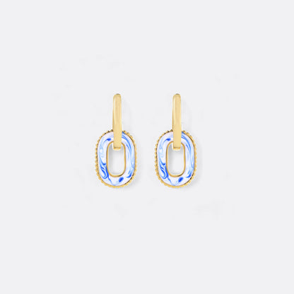 Boucles d'oreilles à maillons en porcelaine bleue