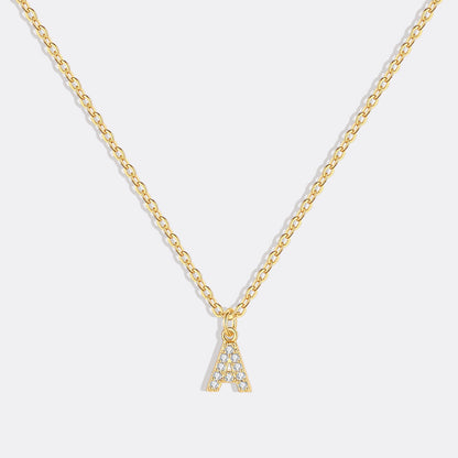 Gold Vermeil Pavé Uppercase Initial Necklace