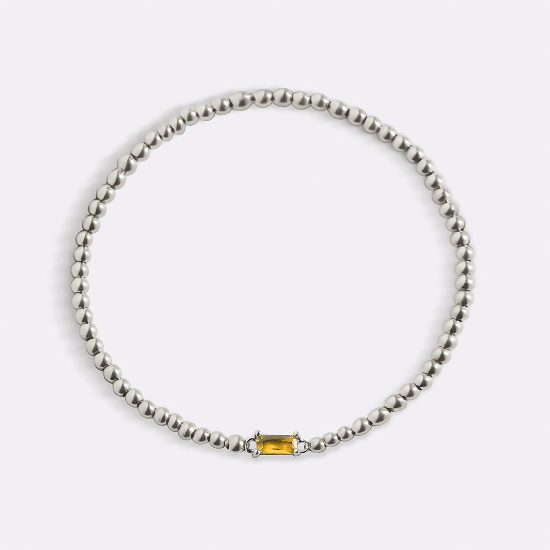 Bracelet en argent sterling avec perles et pierre de naissance