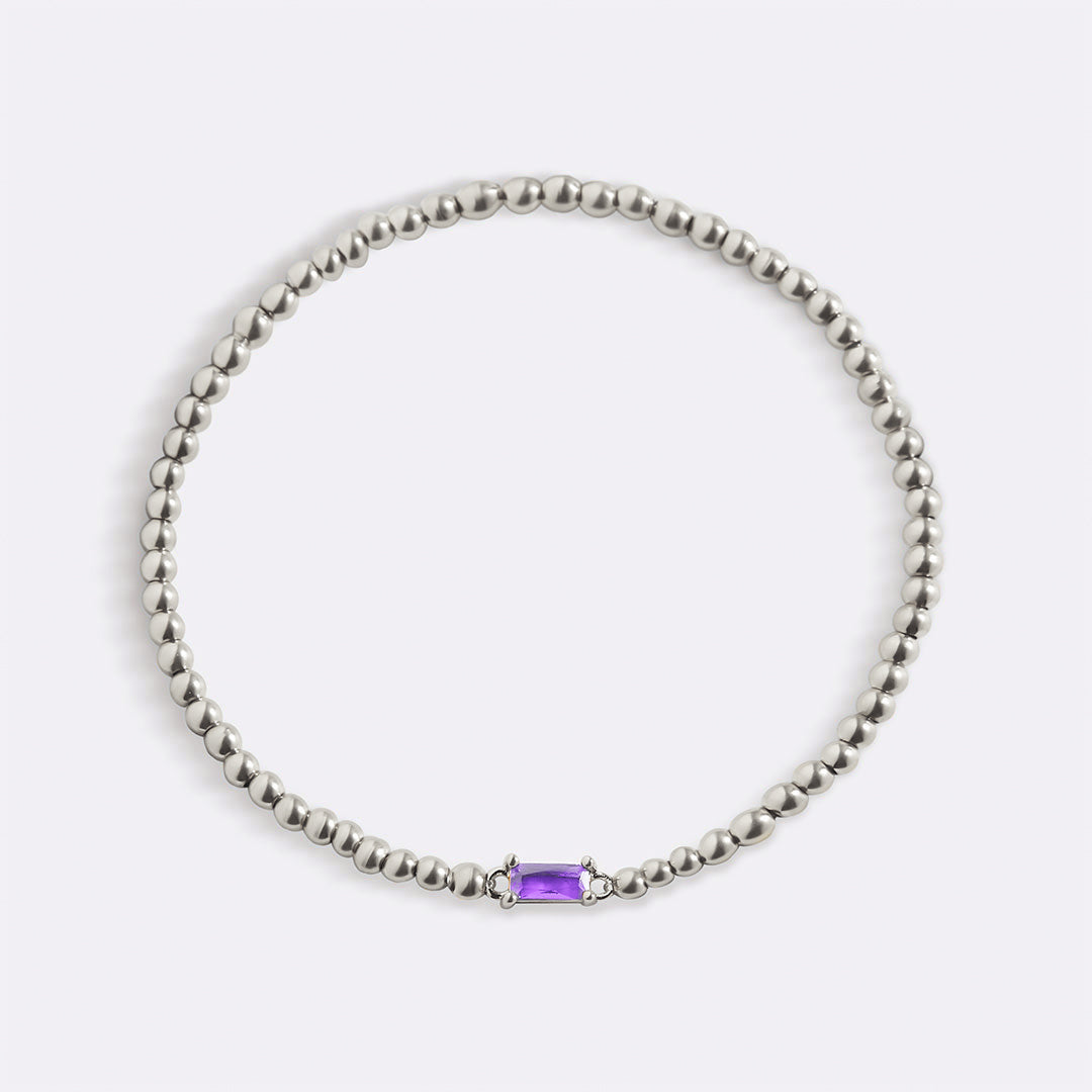 Bracelet en argent sterling avec perles et pierre de naissance