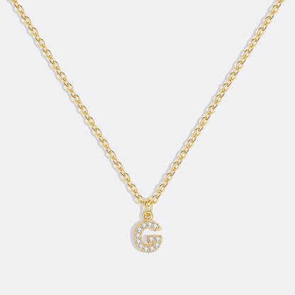 Gold Vermeil Pavé Uppercase Initial Necklace