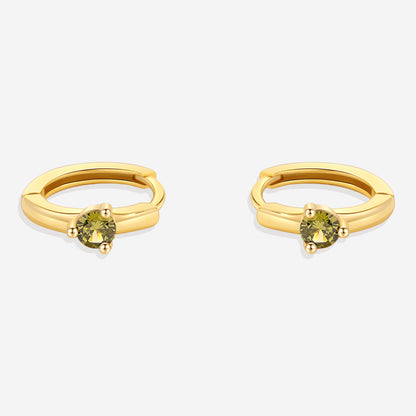Single Stone Birthstone Huggie Hoops