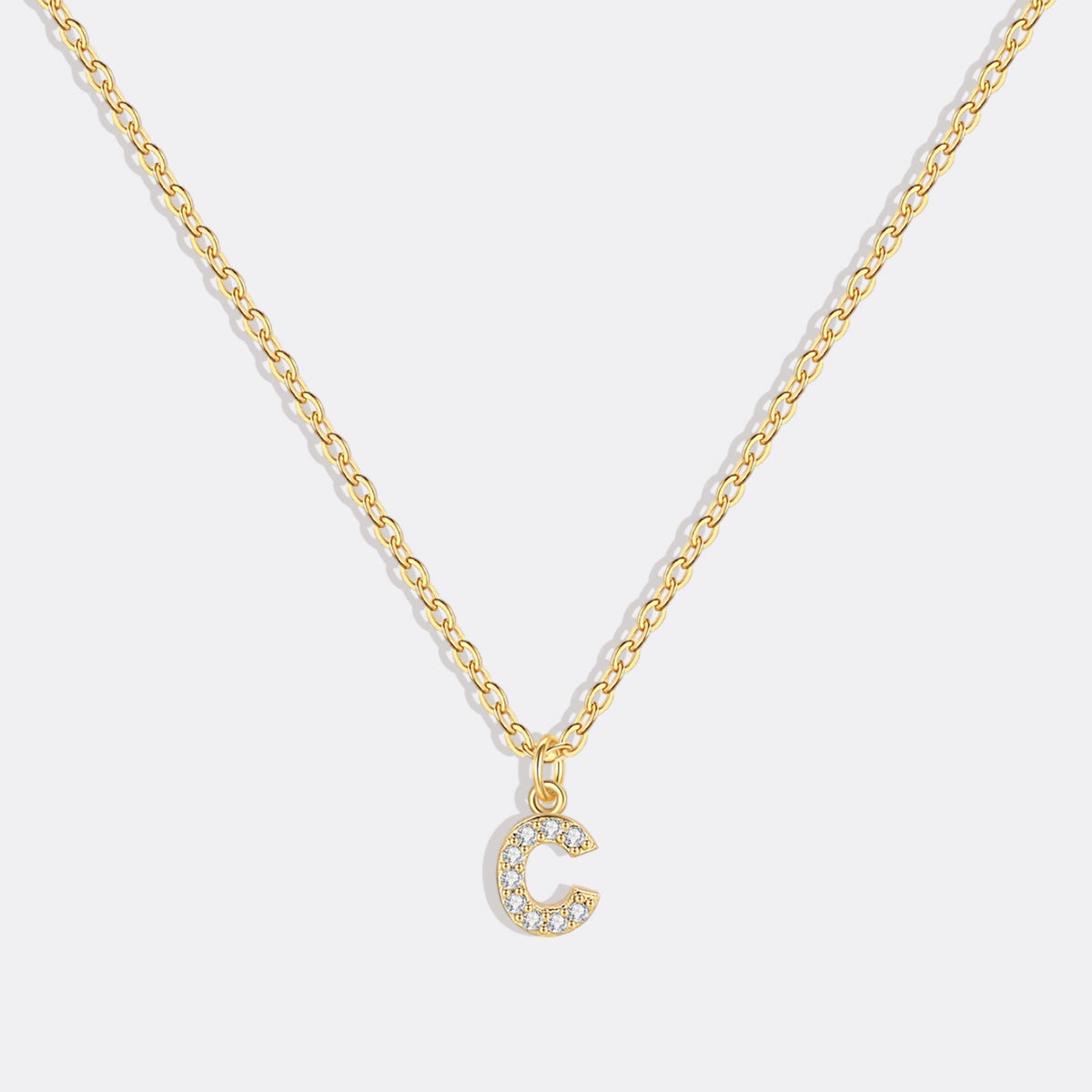 Gold Vermeil Pavé Uppercase Initial Necklace