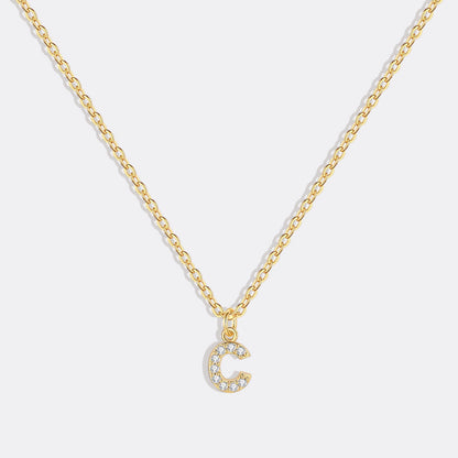 Gold Vermeil Pavé Uppercase Initial Necklace