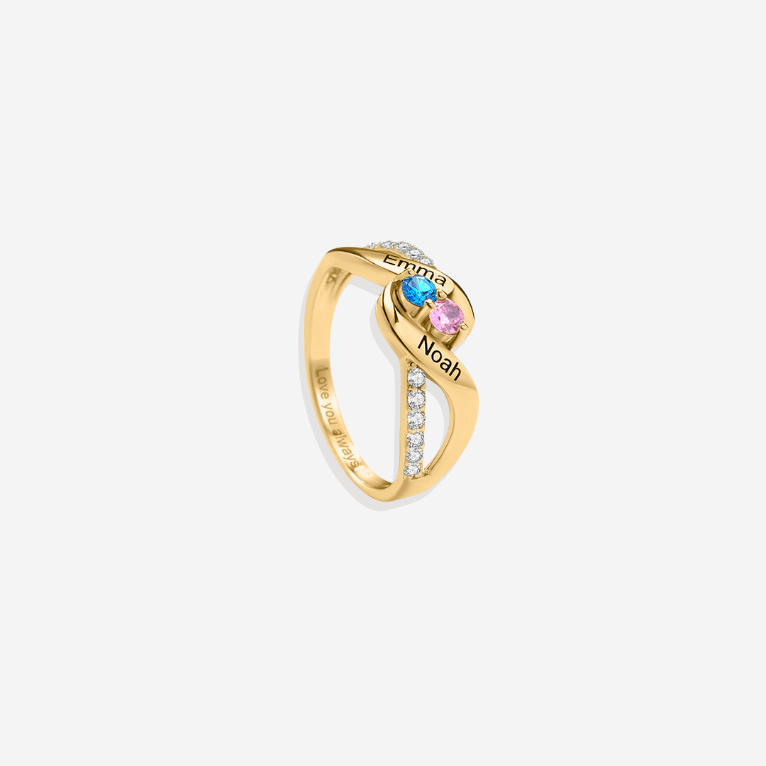 Bague Forever Love avec deux pierres de naissance