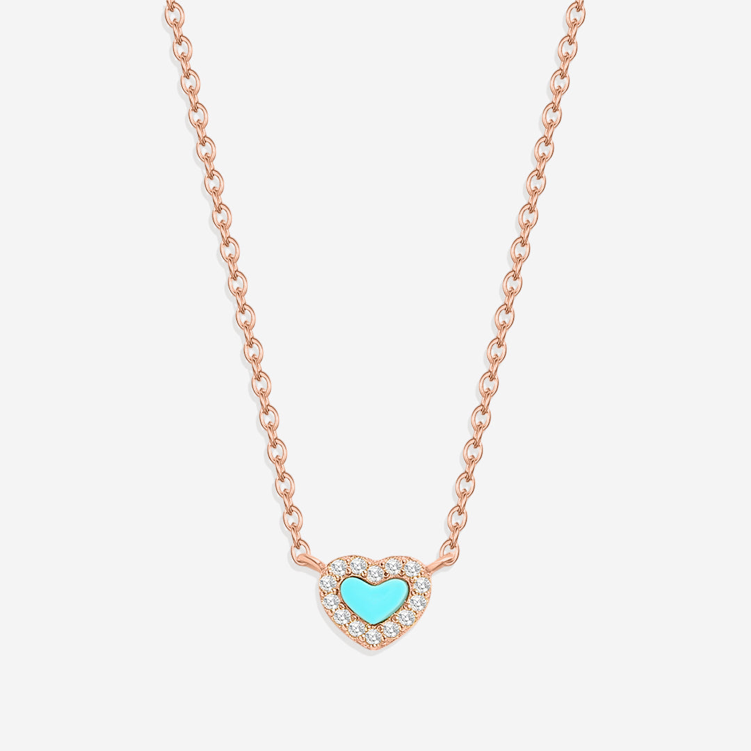Petit tour de cou en forme de cœur turquoise