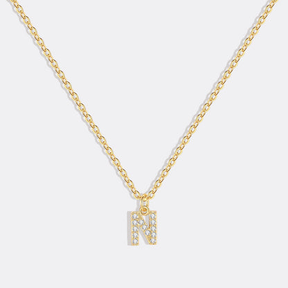 Gold Vermeil Pavé Uppercase Initial Necklace