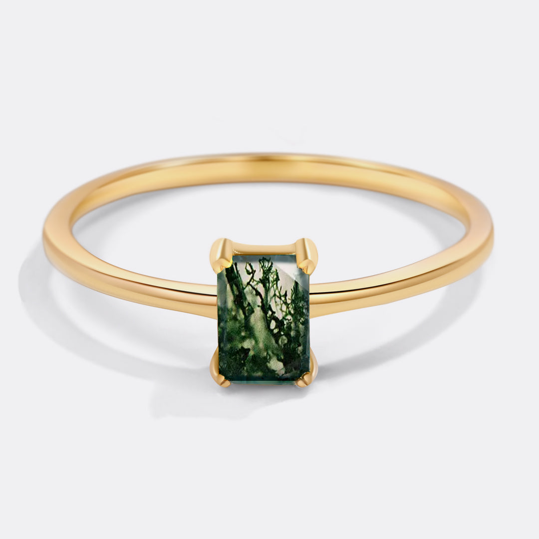 Bague délicate en agate mousse