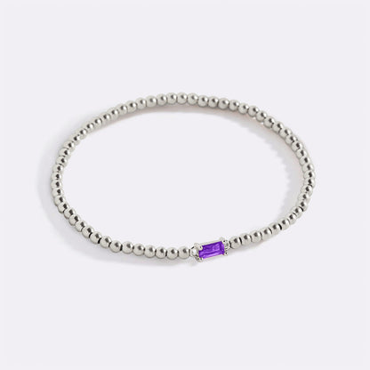 Bracelet en argent sterling avec perles et pierre de naissance