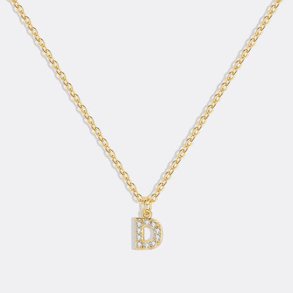 Gold Vermeil Pavé Uppercase Initial Necklace