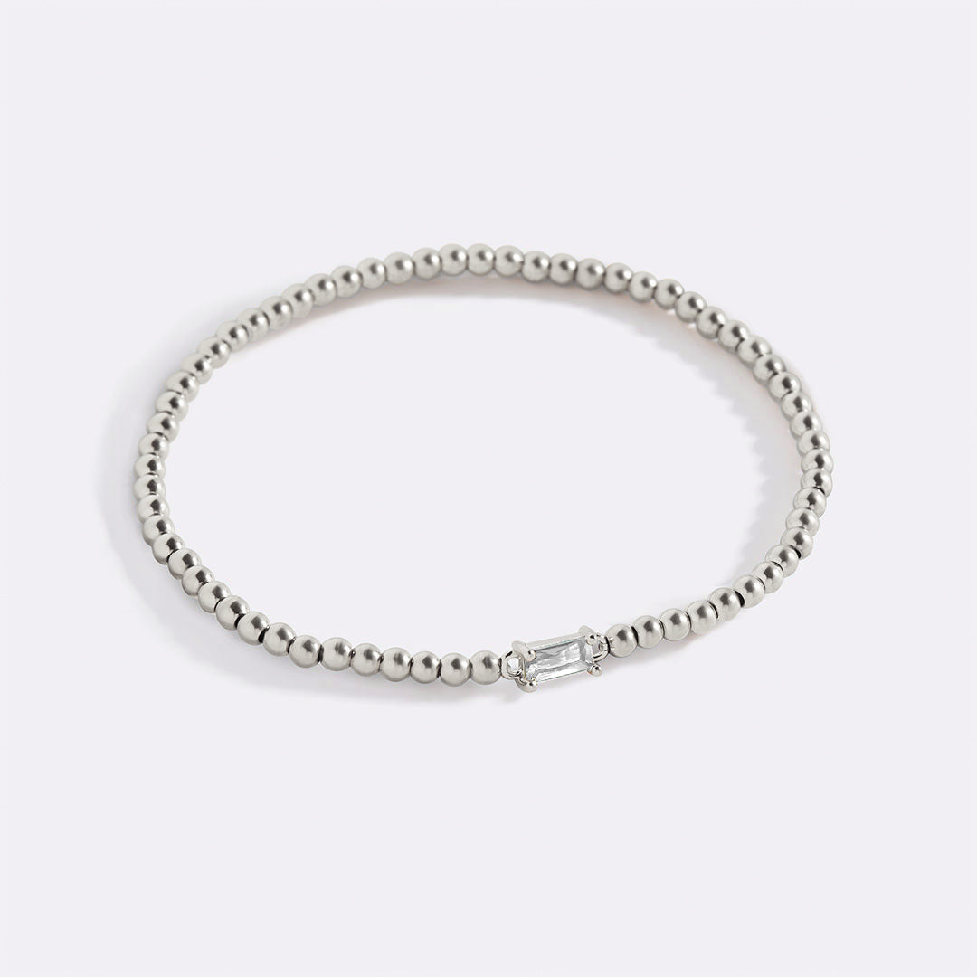Bracelet en argent sterling avec perles et pierre de naissance