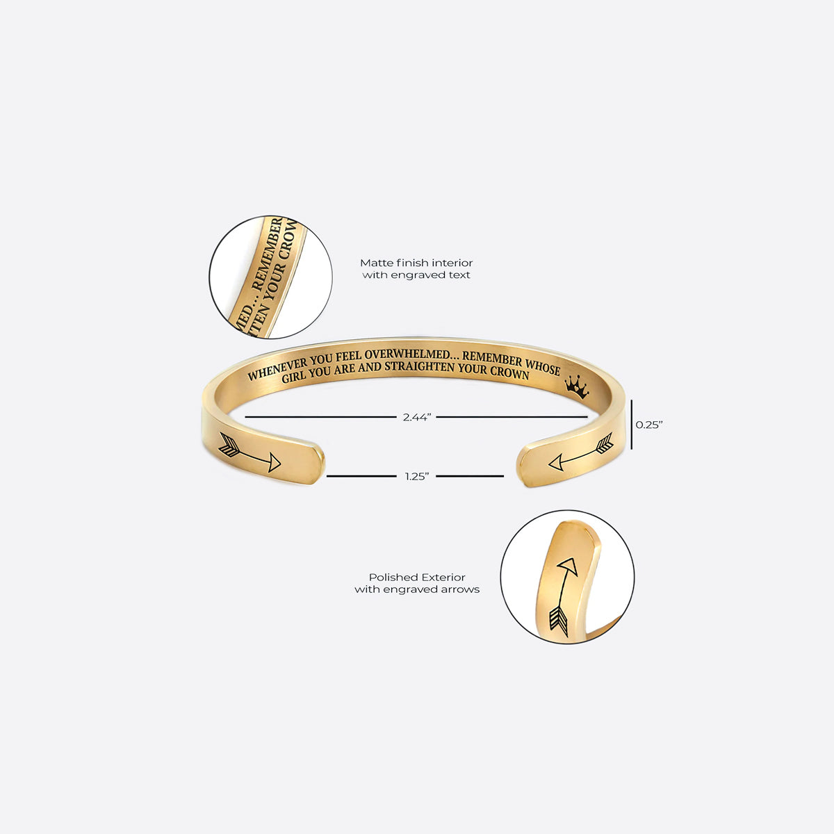 Souviens-toi de qui tu es et redresse ta couronne Bracelet manchette personnalisable 