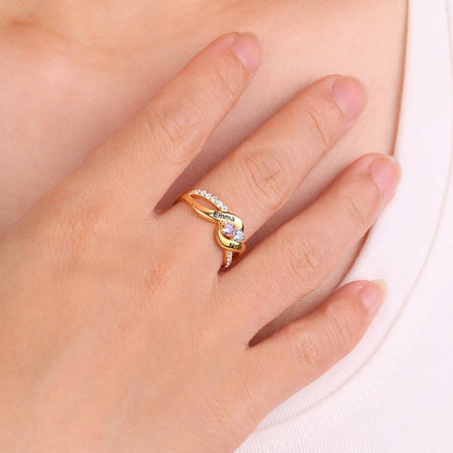 Bague Forever Love avec deux pierres de naissance