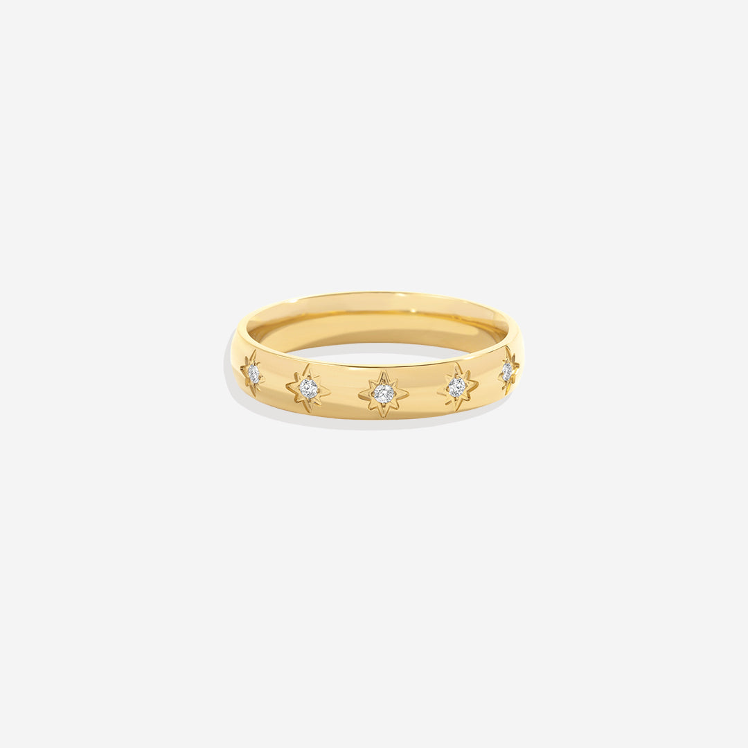 Bague empilable sertie d'étoiles